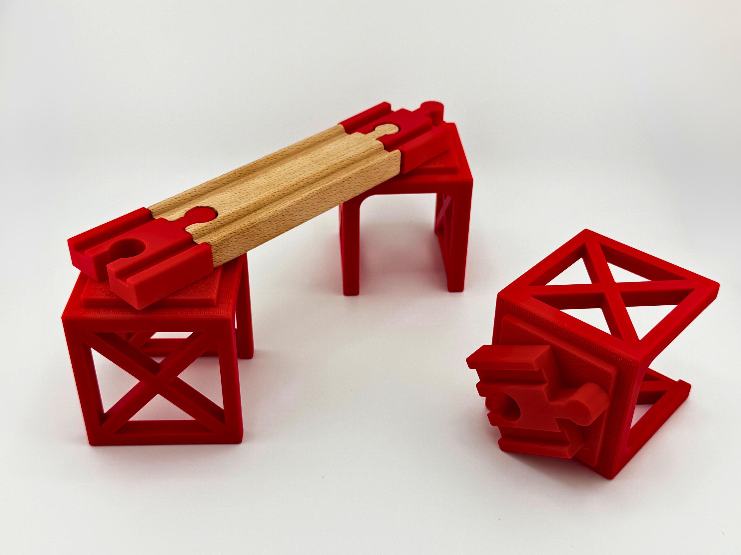 Stackable Bridges with Rotating Track for Wooden Train Tracks