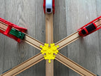 6-Way Wooden Train Track Crossing - Compatible with Duplo & Wooden Train