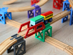 Stackable Bridges with Rotating Track for Wooden Train Tracks
