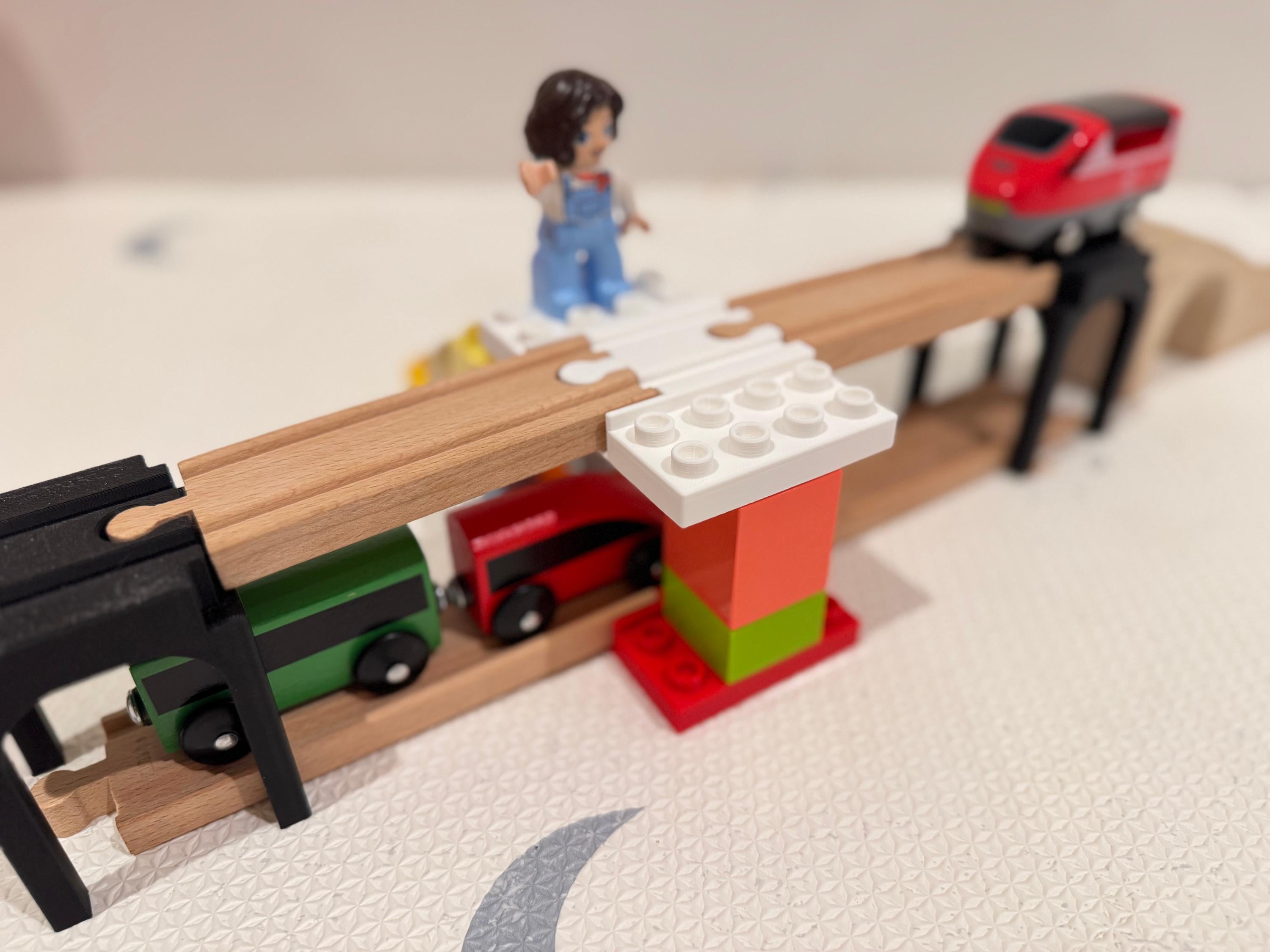 Small 2 x 4 Two-sided Duplo Build Plate with Wooden Train Track