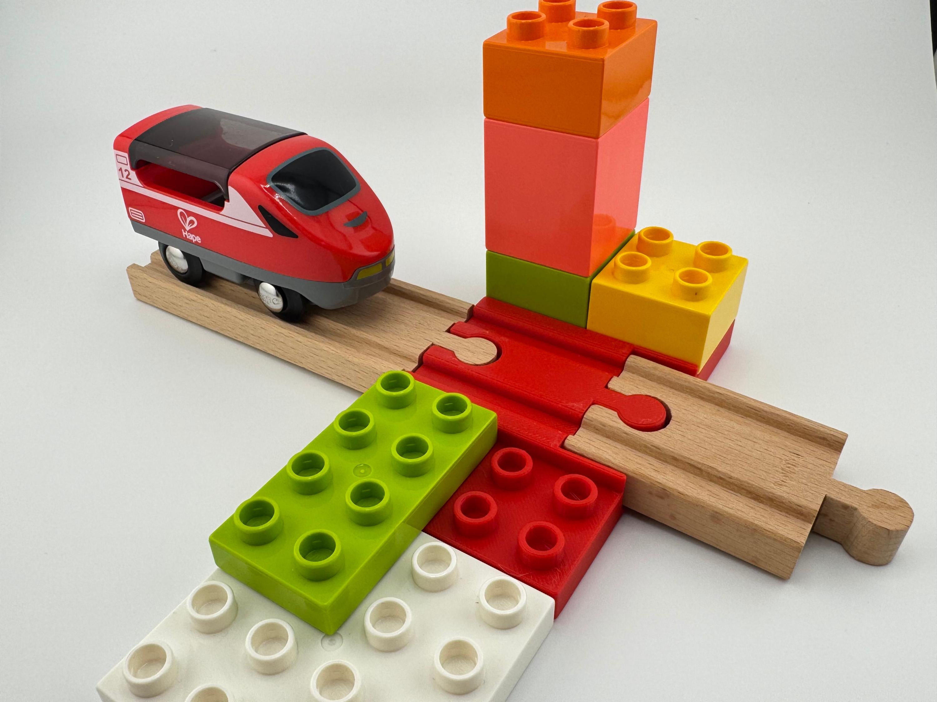 Small 2 x 4 Two-sided Duplo Build Plate with Wooden Train Track