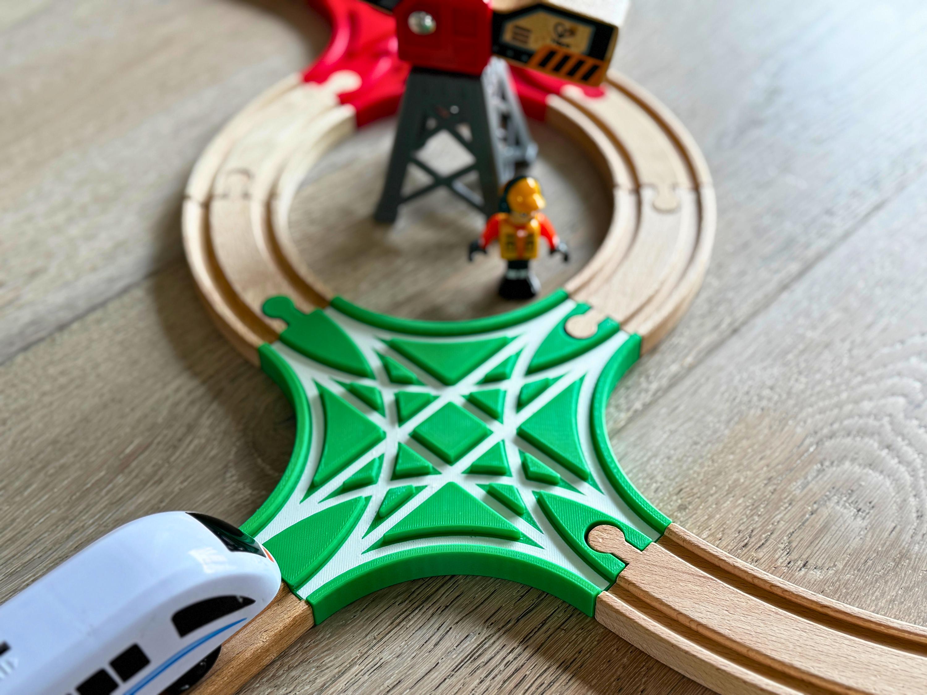 4-way Crossing for Wooden Trains - 90 Degree Junction