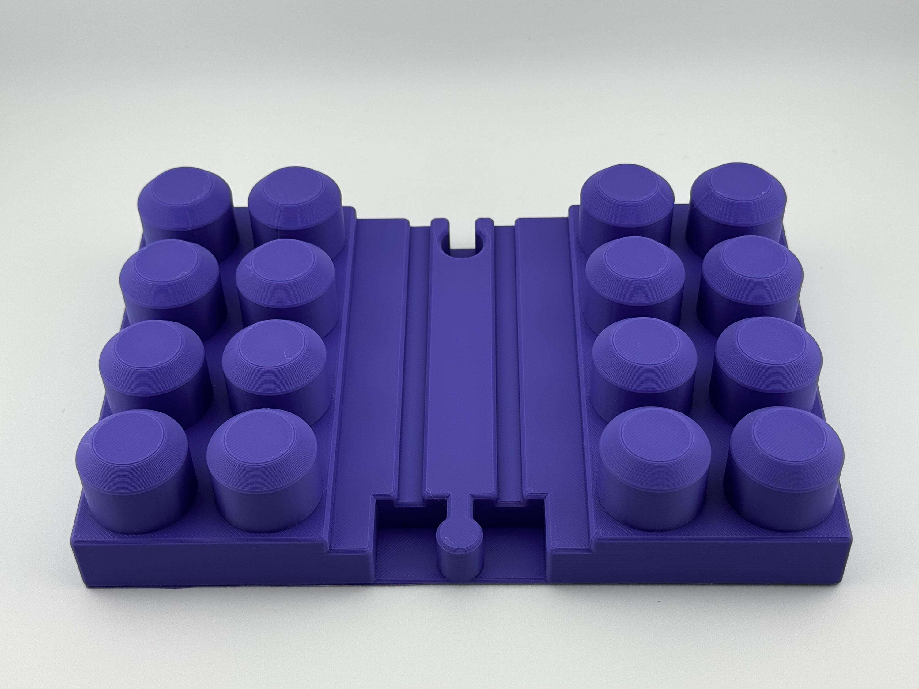 Large 2 x 4 Two-sided Mega Bloks Build Plate with Wooden Train Track