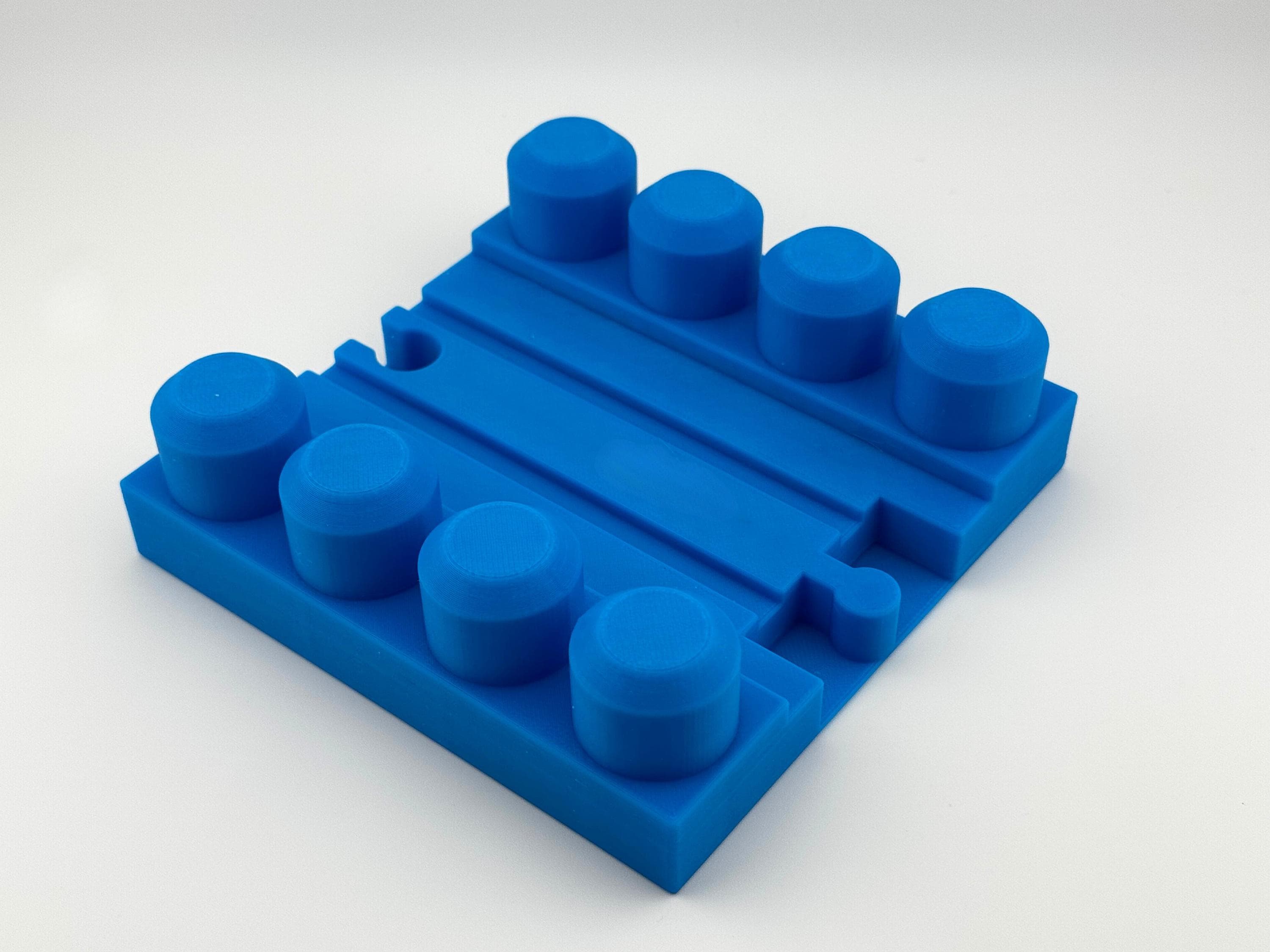Small 1 x 4 Two-sided Mega Bloks Build Plate with Wooden Train Track