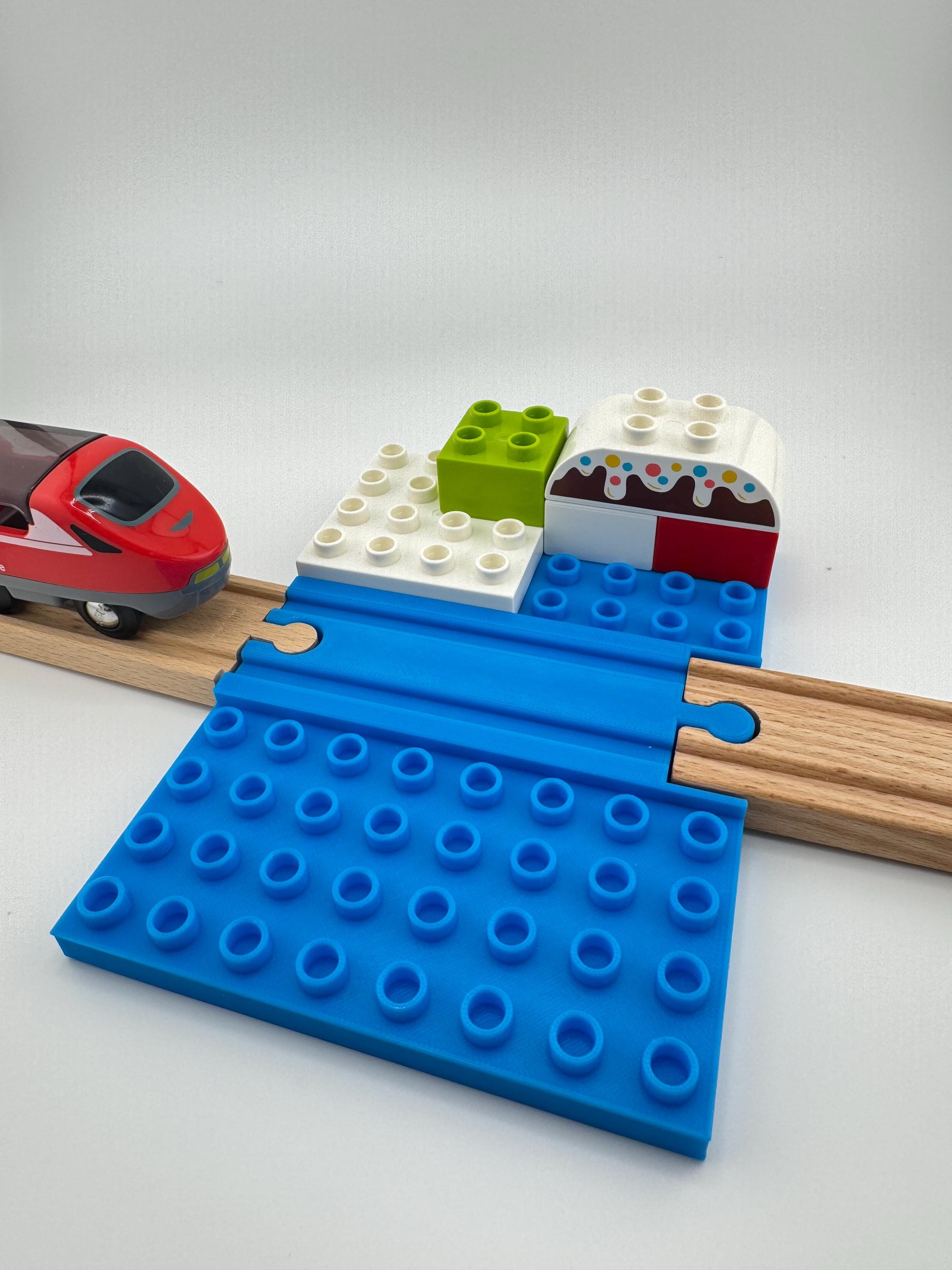 Large 4 x 8 two-sided Duplo Build Plate with Wooden Train Track