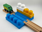 Small 1 x 4 Two-sided Mega Bloks Build Plate with Wooden Train Track